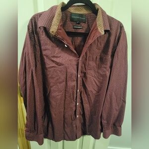 Signature Studio Burgundy Patterned Button-Up Shirt